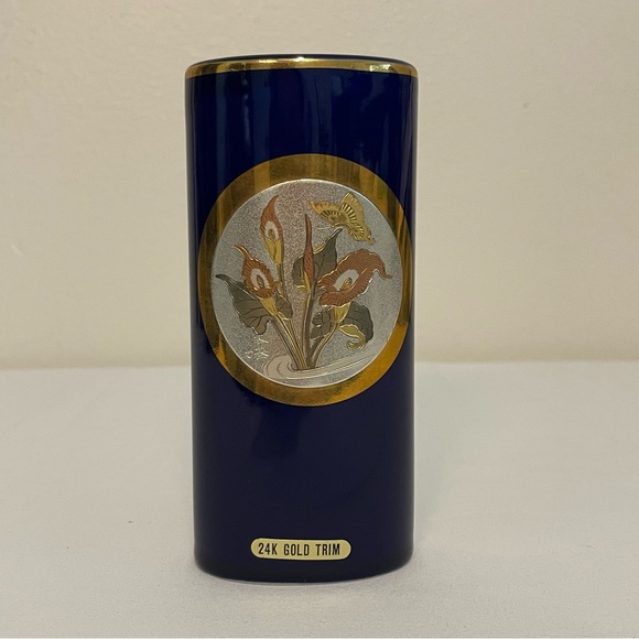 Other - Luxurious Chokin Japan Gold Accented Blue Vase